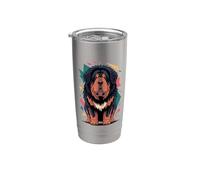 Abstract Art Tibetan Mastiff Vaso térmico de acero inoxidable de doble pared