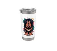 Abstract Art Tibetan Mastiff Vaso térmico de acero inoxidable de doble pared