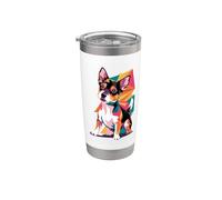 Abstract Art Toy Fox Terrier American Toy Terriers Vaso térmico de acero inoxidable de doble pared