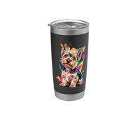 Abstract Art Yorkshire Terrier Terriers Yorkie Vaso térmico de acero inoxidable de doble pared