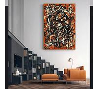 Abstract Artwork Free Form de Jackson Pollock Impresiones en lienzo Pintura Cuadro de arte moderno para decoración de paredes Decoración del hogar 60x110cm (24x43in) con marco