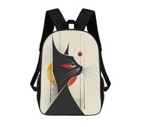 Abstract Black Cat Vector Portrait with Red Eyes Mochilas Impresas En 3D Para Niños, Mochila Escolar, Mochila Informal Para Exteriores, Mochila Informal De Moda Para Niños, Lindas Bolsas De Viaje 17in