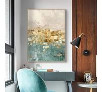 Abstract Blue and Gold Canvas Painting HD Print Poster Modern Wall Art Picture for Living Room Home Wall Decorations(30x45cm/Frameless)