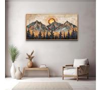 Abstract Boho Canvas Wall Art Paintings Mountain Landscape Posters Prints Modern Living Room Home Bedroom Decor(80x160cm/Inner frame)