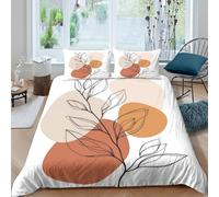 Abstract Botanical Art Funda de Edredón Juego de 3 Piezas Diseño 3D con Cremallera Abstract botánico Arte Funda Edredon Incluye Fundas de Almohada Suave for niños y niñas Super King（260x220cm）