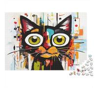 Abstract Cat Art 100% Recycled Cardboard Abstract Cat 1000Pc Jigsaw Puzzle For Adults & Kids Fun Present 38x26cm/1000pcs