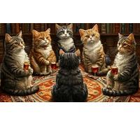 Abstract Cat Art Illustrations - Rompecabezas 1000 Piezas - Colorido Rompecabezas Irregular - Elderly Juego De Memoria Y Cognicións - Juego De Desafío para Adultos Xw362Qk