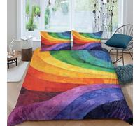 Abstract Color Waves Funda Edredon Juego de Ropa de Cama de 3 Piezas Impresión 3D Cierre de Abstract Color Waves Funda de Edredón Funda de Almohada a Juego Transpirable Lavables for niña （140x200cm）