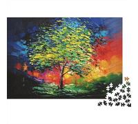Abstract Colorful Tree Adult Jigsaws 1000 Piezas Material Reciclable Material Watercolor Painting Puzzle for Adultos Puzzle Accesorios para Juegos Interesante Familia Game Gift for Mujere...