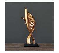 Abstract Deco Sculpture, Ocean Waves Craft Decoration Living Room Statues, for Bedroom Table Decoration Office Flat Sculptures Deco, Resin,Gold C