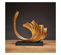 Abstract Deco Sculpture, Ocean Waves Craft Decoration Living Room Statues, for Bedroom Table Decoration Office Flat Sculptures Deco, Resin,Gold D