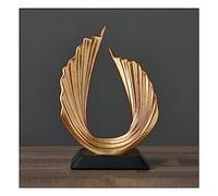 Abstract Deco Sculpture, Ocean Waves Craft Decoration Living Room Statues, for Bedroom Table Decoration Office Flat Sculptures Deco, Resin,Gold B