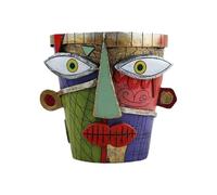 Abstract Face Planter, Balcony Funny Flowerpot, Unique Resin Art Pot, Decorative Indoor and Outdoor Patio Decor, Artistic Flowerpot for Home and Garden, 5.39x4.25x4.33 Inches