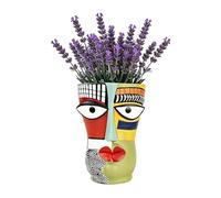 Abstract Face Planter - Head Flower Pot Decor, Resin Face Flower Pot with Drainage Hole, Artistic Head Planter Vase | Succulents Plant Container for Table, Shelf, Balcony, Patio, Living Room, Office