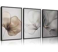 Abstract Floral Canvas Wall Art Minimalist Gold Line Petal Poster Print Artwork for Living Room, Bedroom Decoration(50x75cm x 3/Sin marco)