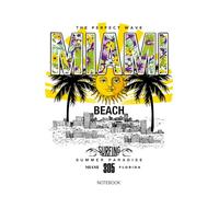 Abstract Floral Miami Florida Palms, Beach, Sun and Sea Journal Notebook 6x9 inch 100 Ruled Pages: I Love Miami Vibes, Cool Miami 305 with Miami Sketch Drawing Skyline