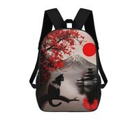 Abstract Fuji Mountain Feline Serene Painting Mochilas Para Niños Mochilas Escolares Mochila Escolar Para Niños Impresa En 3D Mochilas De Viaje De Moda Para Niños De Primaria Y Secundaria 17inch