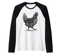 Abstract Hen Illustration Farmhouse Country Graphic Camiseta Manga Raglan