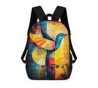 Abstract Hummingbird Art - Geometric Bird in Vibrant Colors Mochilas Para Niños Y Estudiantes, Mochilas Escolares Impresas En 3D, Mochilas Para Estudiantes De Primaria Y Secundaria Para Niños Y Niñas