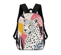Abstract Leopard Illustration with Tropical Leaves Mochila Escolar Mochila Para Niños Impresa En 3D Mochilas Infantiles Para Niños Y Niñas Mochilas Escolares Mochilas De Viaje Para Niños 17inch