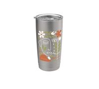 Abstract Line Art Jardinería de Flores Floricultura Flores Vaso térmico de acero inoxidable de doble pared