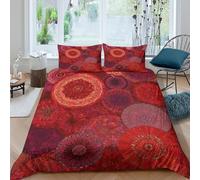 Abstract mandala Funda Edredon Microfibra de poliéster Tres Piezas Diseño 3D con Cremallera Abstract mandala Funda de Edredón con Fundas de Almohada Antialérgica Lavables for niña Single（135x200cm）