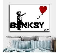 Abstract Modern Girl Balloon Street Banksy Graffiti Art Canvas Painting Wall Art Posters Prints Wall Pictures para decoración del hogar 35x50cm (14x20in) con marco