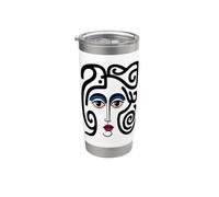 Abstract Modern Woman Face Eyes Art Illustration Graphic Vaso térmico de acero inoxidable de doble pared