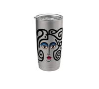 Abstract Modern Woman Face Eyes Art Illustration Graphic Vaso térmico de acero inoxidable de doble pared