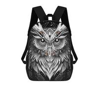 Abstract Owl Vector Portrait in Black And White Mochila Escolar Para Niñas 17inch Mochila Informal Ligera Para Niños Y Niñas, Ideal Para Estudiantes De Secundaria