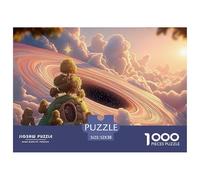 Abstract Painting of A Black Holes 1000 Piezas Cartón Fuerte Rompecabezas Cosmic Hill Houses Liberador De Estrés Juego Creativo Puzzle Juego De Desafío Difícil 52x38cm/1000pcs