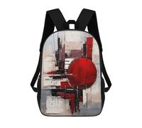 Abstract Red Sphere - Black, White & Crimson Geometry Mochilas Infantiles Escolares Impresas En 3D, Mochilas Para Niños, Mochilas De Viaje Para Niños Y Niñas, Mochilas Escolares Para Niños 17inch