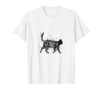 Abstract Scribble Cat Ink Drawing, Minimalist Black Line Art Camiseta