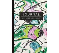 Abstract Swirl Art Journal, 250 Pages, 6x9 Blank Lined Notebook for Women and Men, Organic Swirl Painting Print (Turquoise, Black, Green, Purple, Blue)