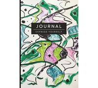 Abstract Swirl Art Journal, 250 Pages, 6x9 Blank Lined Notebook for Women and Men, Organic Swirl Painting Print (Turquoise, Black, Green, Purple, Blue)