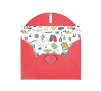 Abstraction Biology Chemistry4 - Juego de tarjetas de felicitación impresas con interior en blanco, elegantes tarjetas de notas de papel perla roja y sobres a juego