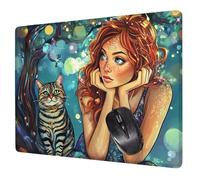 Abstracto Alfombrilla Raton Gaming 290x240x3mm, Alfombrilla Escritorio Gato Mouse Pad con Base Goma Antideslizante, con Bordes cosidos, Superficie Impermeable, para Oficina Portátil Tapete Rato H0-354