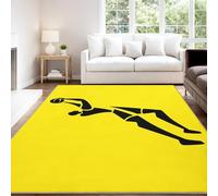 Abstracto Apasionado Alfombra 120 x 180 cm Amarillo Negro Baloncesto Atleta Pelo Corto Súper Suave Alfombra Lavable para Habitación Adolescente Gimnasio, No Desprende Pelusa y Fácil de Limpiar