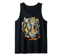 Abstracto Arte Gato Comer Ramen Museo Camiseta sin Mangas
