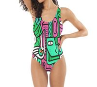 Abstracto Brillante DiversióN DináMica Traje de Baño de una Pieza Monokini Ropa de Playa para Mujeres y Niñas