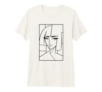 Abstracto Cara Línea Arte Minimalista Retrato Blanco y Negro Camiseta Premium