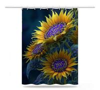 Abstracto Cortina Ducha 120x200cm, Girasol Cortinas de Baño Tela Poliéster Impermeable con 12 Anillas, Secado Rápido Cortina Bañera, Dobladillo ponderado Shower Curtain para Ducha Italiana, Model720