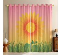 Abstracto Cortinas Flor de Girasol Opacas Térmicas Aislantes para Dormitorio Infantil y Juvenil, Salón y Oficina 2 Paneles 110An x 215Al cm Decorativas