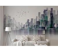 Abstracto Creativo Ciudad Arquitectura Pájaros Volando 3D Papel Pintado Pared Fácil Instalación Oficina Sala Estar Sofá Dormitorio TV Fondos Decoración-150cm×105cm