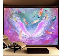 Abstracto Creativo Multicolor Plumas Alas 3D Papel Pintado Pared Fácil Instalación Oficina Sala Estar Sofá Dormitorio TV Fondos Decoración-250cm×170cm