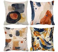 Abstracto Funda Cojin 60 x 60 Europa del Norte Fundas Cojines Sofa Juego de 4 Cojines Exterior Lino Decoración Cushion Covers con Cremallera Oculta para Primavera Verano Exterior Patio Jardín m15-K