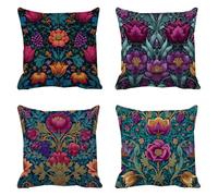 Abstracto Funda Cojin 65x65cm Cojines Exterior Sofa Cama Funda Almohada Terciopelo Cojines Exterior Impermeable Decorativos Flor Grandes Fundas Almohadas para Sofá Juego 4 Cremallera Invisible g-9929