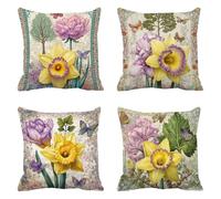 Abstracto Funda Cojin 80x80cm Cojines Exterior Sofa Cama Funda Almohada Terciopelo Cojines Exterior Impermeable Decorativos Flor Grandes Fundas Almohadas para Sofá Juego 4 Cremallera Invisible g-9847