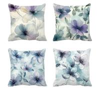 Abstracto Funda Cojin 80x80cm Cojines Exterior Sofa Cama Funda Almohada Terciopelo Cojines Exterior Impermeable Decorativos Flor Grandes Fundas Almohadas para Sofá Juego 4 Cremallera Invisible g-8776