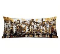 Abstracto Fundas Almohada 40x145 cm Funda de Almohada Ciudad Cojines Cama Lino Suave Mejorar la Calidad del Sueño, con Cremallera Invisible Funda de Cojín, Decoración del Hogar para Sofá Cama R-6543